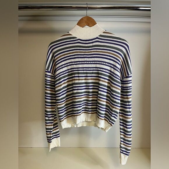 NWT Ten Sixty Sherman Woman’s Stripe Mock Neck Sweater -L - Picture 3 of 6